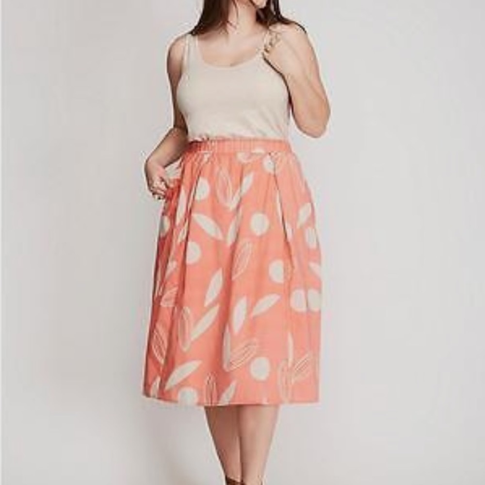 Lane Bryant Size 14/16 Floral Print Coral Spring Summer Skirt